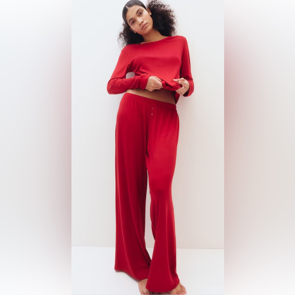 H&M Red Pointelle Pajama set NWT
